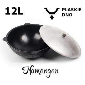 Kazan uzbecki Namangan 12l z aluminiową pokrywką, płaskie dno