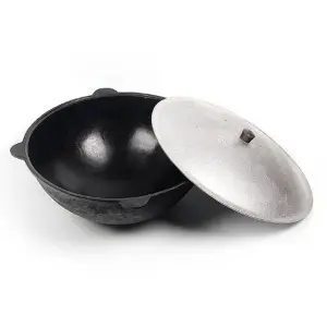 Kazan uzbecki Namangan 6l z aluminiową pokrywką, płaskie dno