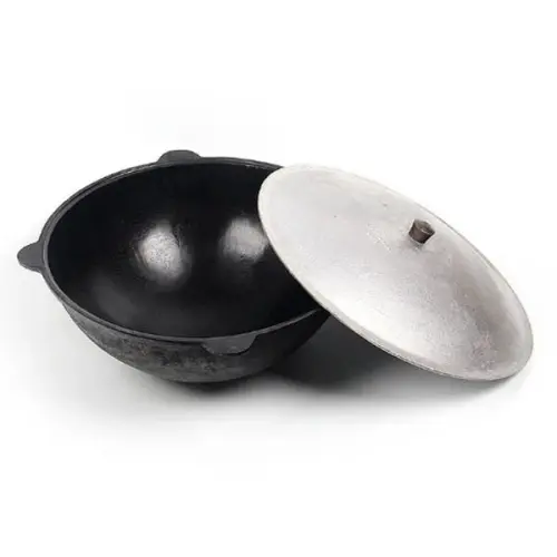 Oryginalny kazan uzbecki 6l z płaskim dnem i aluminiową pokrywą