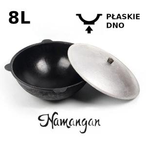 Kazan uzbecki Namangan 8l z aluminiową pokrywką, płakskie dno