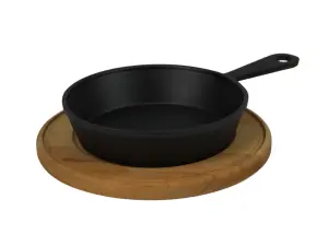 Patelnia żeliwna do serwowania 180x30 mm z uchwytem i podstawą