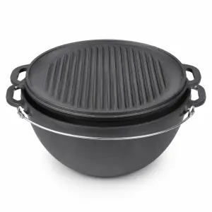 Kociołek żeliwny KAZAN 10l z pokrywką/patelnią grill 360 mm