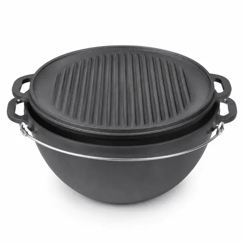 Kociołek żeliwny KAZAN 10l z pokrywką/patelnią grill 360 mm