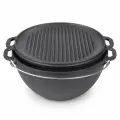 Kociołek żeliwny KAZAN 8l z pokrywką/patelnią grill 360 mm